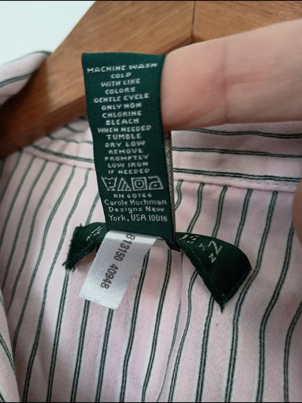 Lauren Ralph Lauren 100% Cotton Pink and White Striped Button-Down Sleep Shirt